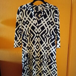 Elegant Asymmetrical Dress with Geometric Pattern